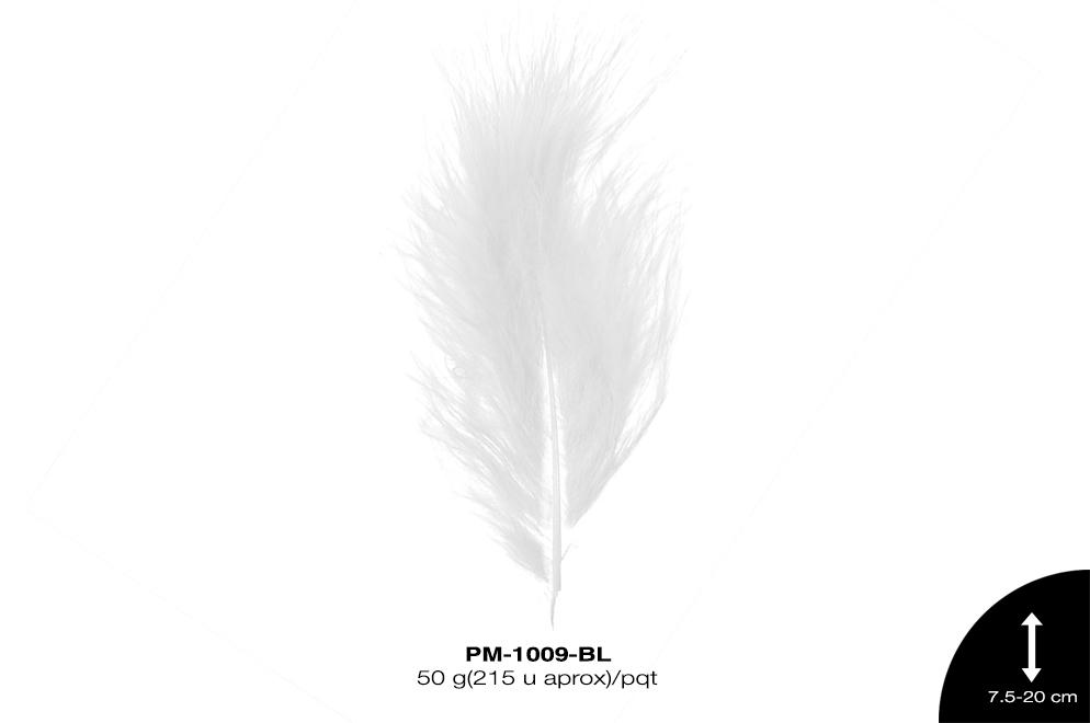 PLUMA PAVO MARABU REF: 3""-8"" BLANCO 50 g/pqt(215u aprox)