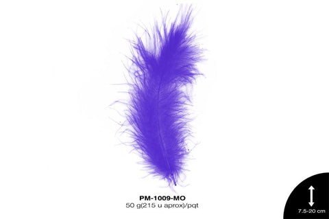 PLUMA PAVO MARABU REF: 3""-8"" MORADO 50 g/pqt(215u aprox)