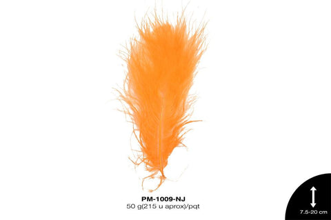 PLUMA PAVO MARABU REF: 3""-8"" NARANJA 50 g/pqt(215u aprox)