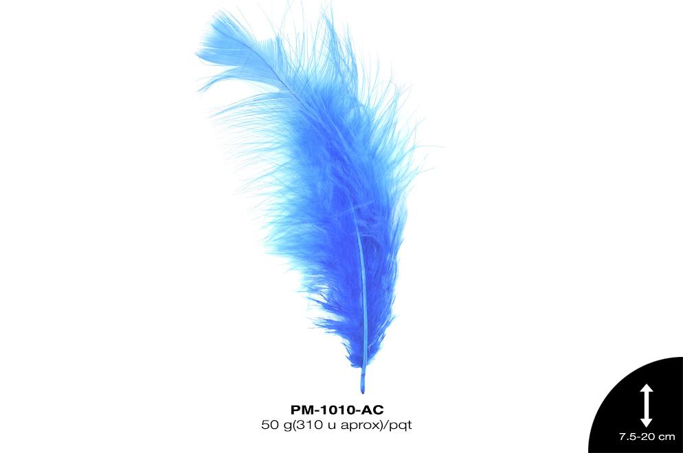 PLUMA PAVO MARABU CABEZA REF: 3""-8"" AZUL CELESTE 50 g/pqt(