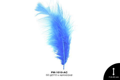 PLUMA PAVO MARABU CABEZA REF: 3""-8"" AZUL CELESTE 50 g/pqt(