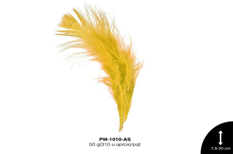 PLUMA PAVO MARABU CABEZA REF: 3""-8"" AMARILLO SOL 50 g/pqt(