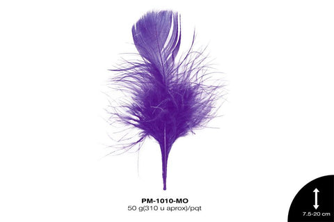 PLUMA PAVO MARABU CABEZA REF: 3""-8"" MORADO 50 g/pqt(310u a