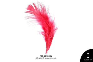 PLUMA PAVO MARABU CABEZA REF: 3""-8"" ROJO 50 g/pqt(310u apr