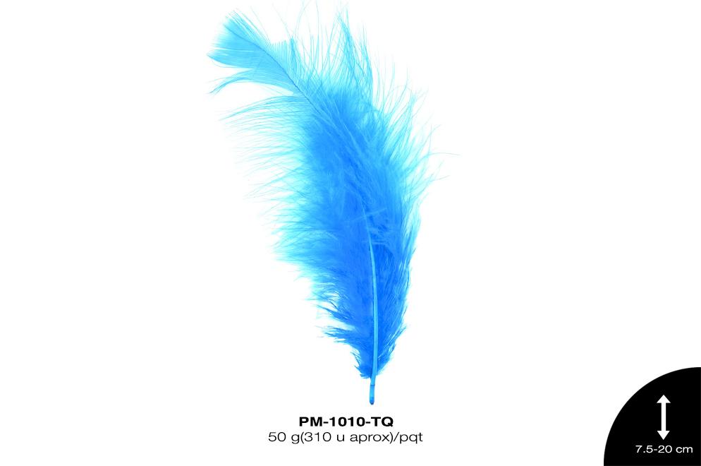 PLUMA PAVO MARABU CABEZA REF: 3""-8"" TURQUESA 50 g/pqt(310u