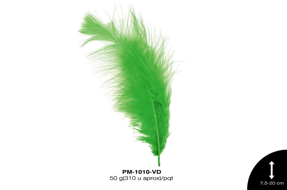 PLUMA PAVO MARABU CABEZA REF: 3""-8"" VERDE 50 g/pqt(310u ap