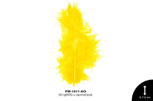 PLUMA PAVO BEBE REF: 2""-3"" AMARILLO 50 g/pqt(600u aprox)