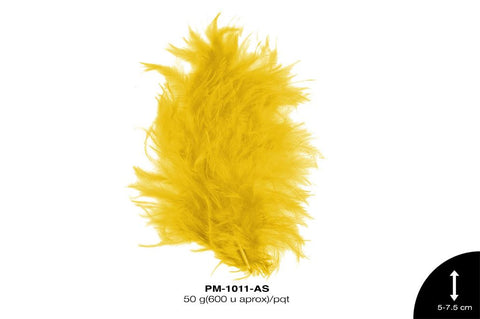 PLUMA PAVO BEBE REF: 2""-3"" AMARILLO SOL 50 g/pqt(600u apro