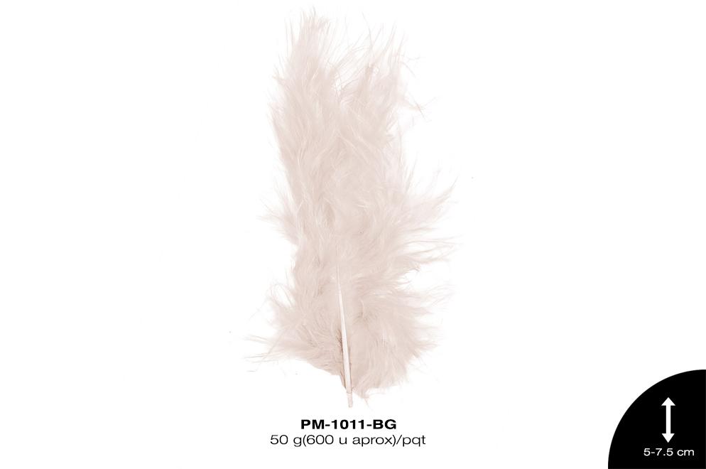 PLUMA PAVO BEBE REF: 2""-3"" BEIGE 50 g/pqt(600u aprox)