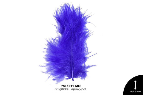 PLUMA PAVO BEBE REF: 2""-3"" MORADO 50 g/pqt(600u aprox)