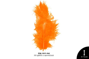 PLUMA PAVO BEBE REF: 2""-3"" NARANJA 50 g/pqt(600u aprox)