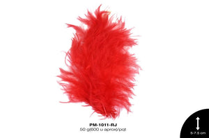 PLUMA PAVO BEBE REF: 2""-3"" ROJO 50 g/pqt(600u aprox)