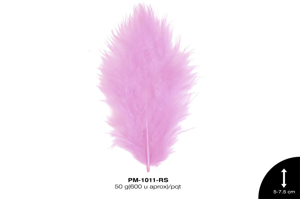 PLUMA PAVO BEBE REF: 2""-3"" ROSA 50 g/pqt(600u aprox)