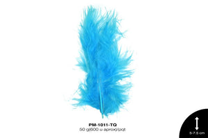 PLUMA PAVO BEBE REF: 2""-3"" TURQUESA 50 g/pqt(600u aprox)