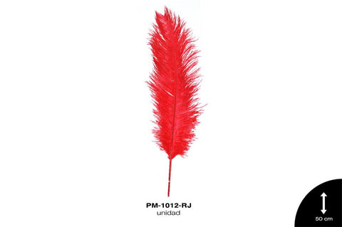 PLUMA AVESTRUZ CUERPO GDE / OSTRICH DRAB 20"" - UP ROJO unid