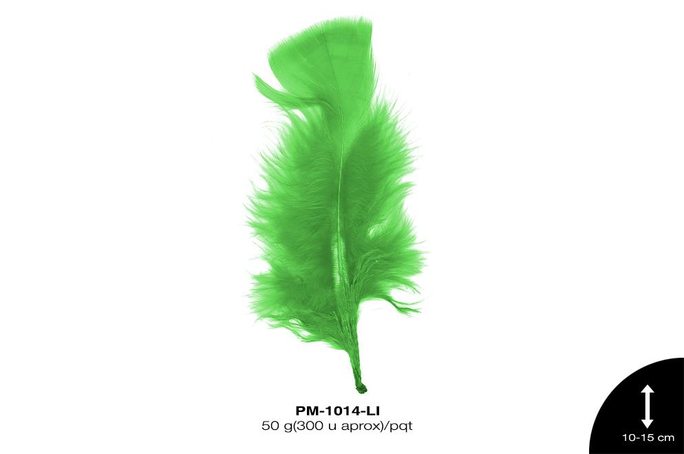 PLUMA PAVO PLANA REF: 4""-6"" LIMON 50 g/pqt(300u aprox)