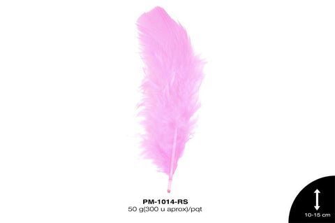 PLUMA PAVO PLANA REF: 4""-6"" ROSA 50 g/pqt(300u aprox)