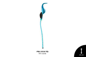 PLUMA TRENZA CAB REF: 25cm TURQUESA 50 u/pqt