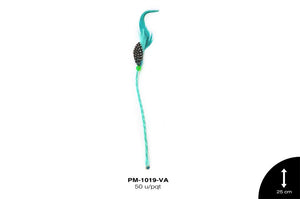 PLUMA TRENZA CAB REF: 25cm VERDE AGUA 50 u/pqt