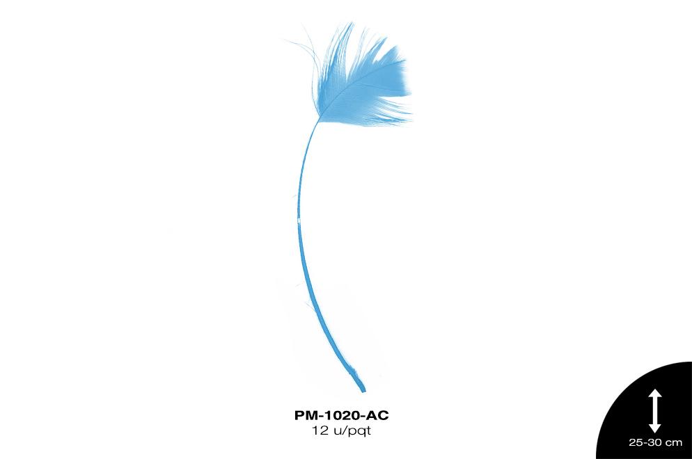 PLUMA PAVO ANTENA REF: 10""-12"" AZUL CELESTE 12 u/pqt