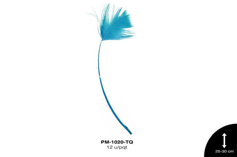 PLUMA PAVO ANTENA REF: 10""-12"" TURQUESA 12 u/pqt