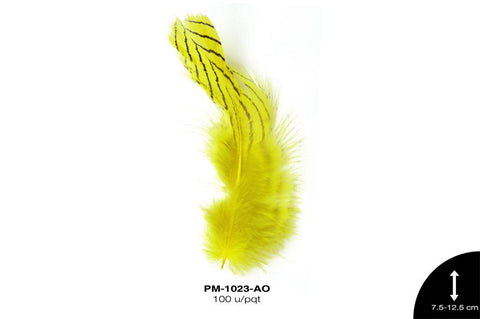 PLUMA RAYAS 3""-5"" AMARILLO 100 u/pqt