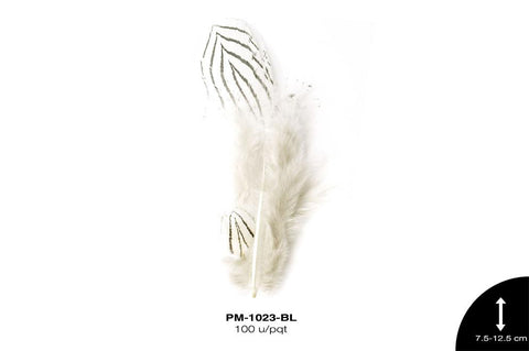 PLUMA RAYAS 3""-5"" BLANCO 100 u/pqt