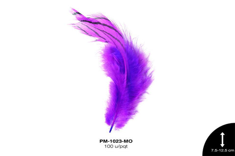 PLUMA RAYAS 3""-5"" MORADO 100 u/pqt