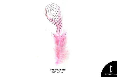 PLUMA RAYAS 3""-5"" ROSA 100 u/pqt