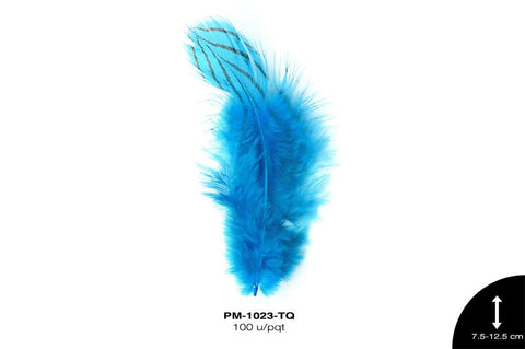 PLUMA RAYAS 3""-5"" TURQUESA 100 u/pqt