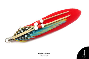 PLUMA HERRAJE C/CHAQUIRON ROJO 50 u/pqt