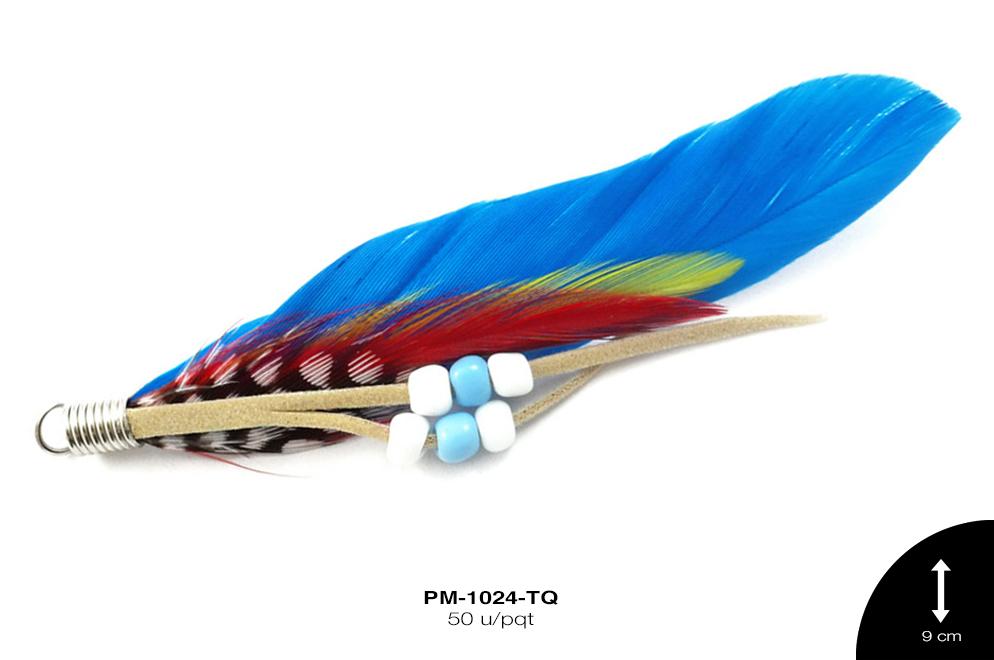 PLUMA HERRAJE C/CHAQUIRON TURQUESA 50 u/pqt