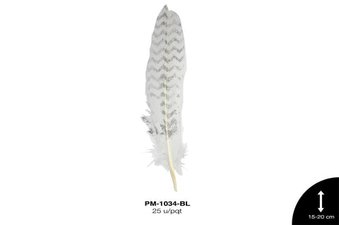 PLUMA ESCARCHADA OND PL REF: 15-20cm BLANCO 25 u/pqt