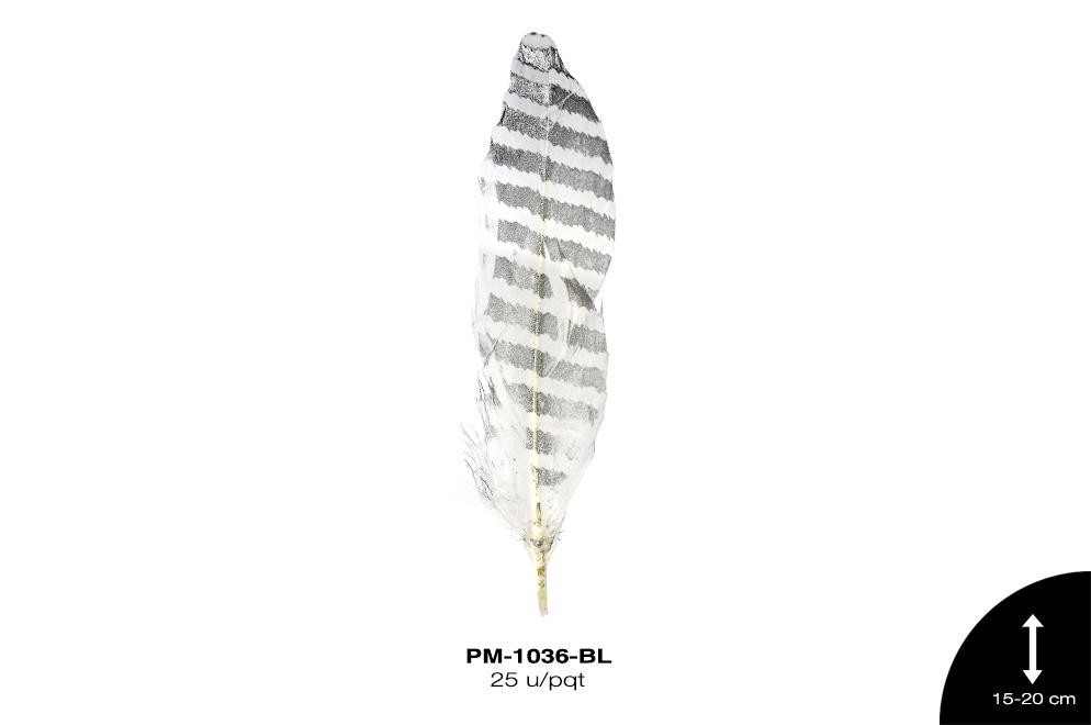 PLUMA METALIZADA PL REF: 15-20cm BLANCO 25 u/pqt