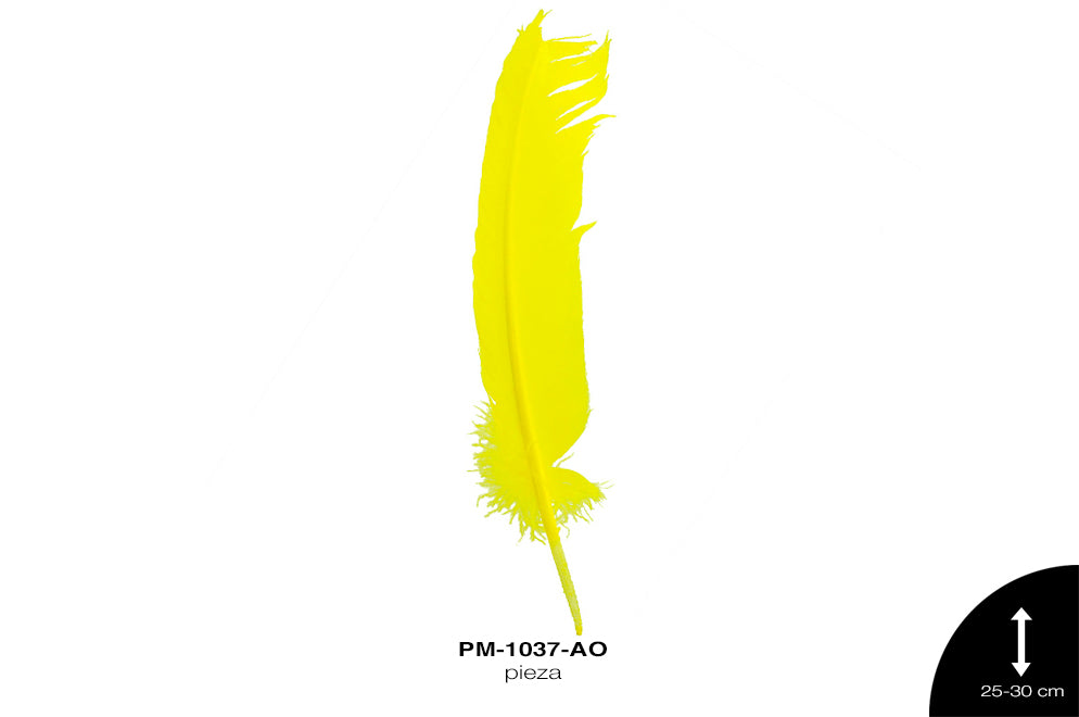 PLUMA PAVO ALA REF: 10""-12"" AMARILLO/UNIDAD