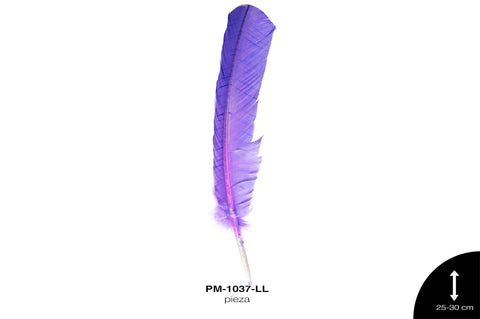 PLUMA PAVO ALA REF: 10""-12"" LILA/UNIDAD