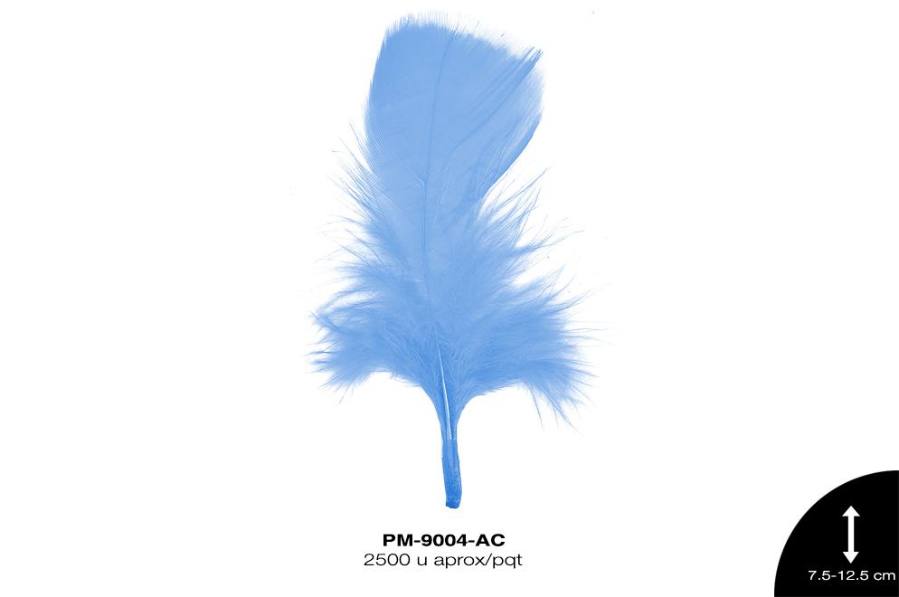 PLUMA PAVO 3""-5"" AZUL CELESTE 250 g/pqt (2500 u/pqt)