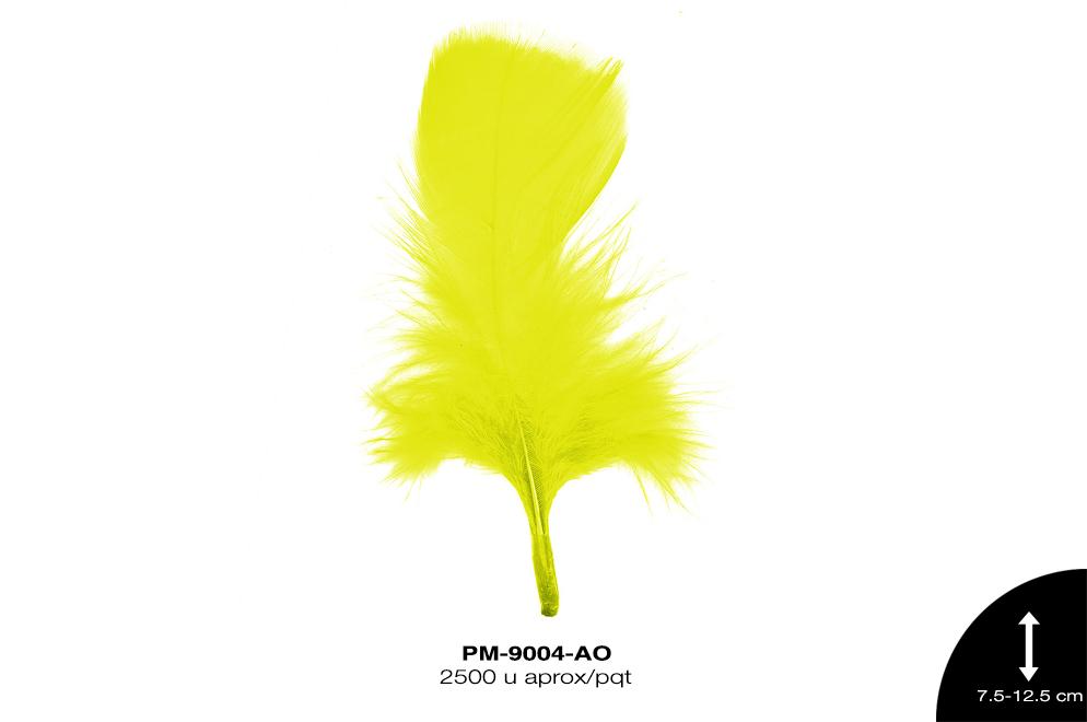 PLUMA PAVO 3""-5"" AMARILLO 250 g/pqt (2500 u/pqt)