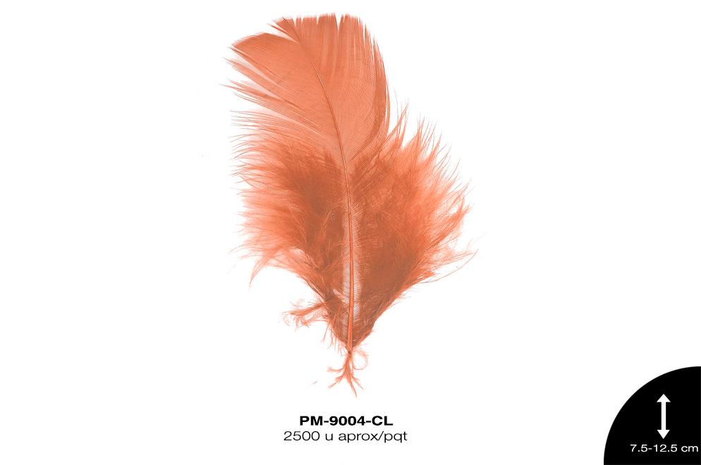 PLUMA PAVO REF: 3""-5"" CORAL 250 g/pqt(2500u aprox)