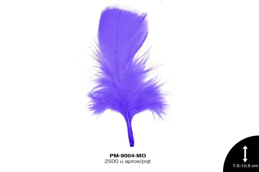 PLUMA PAVO 3""-5"" MORADO 250 g/pqt (2500 u/pqt)