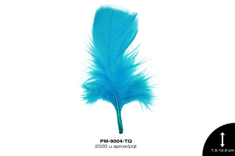 PLUMA PAVO 3""-5"" TURQUESA 250 g/pqt (2500 u/pqt)