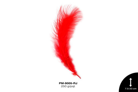 PLUMA PAVO MARABU 3""-8"" ROJO 250 g/pqt