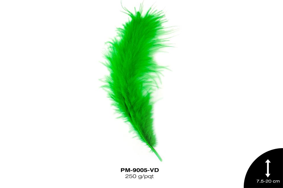 PLUMA PAVO MARABU 3""-8"" VERDE 250 g/pqt