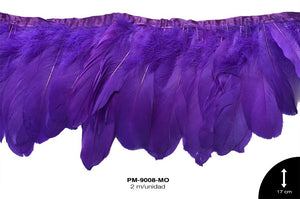 PLUMA PAVO COSIDA 17cm REF: 70-80g MORADO 2 m/pz