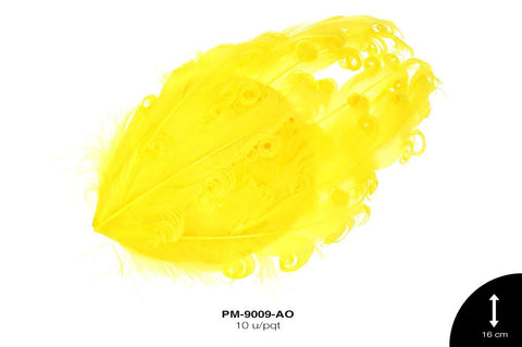 PLUMA PAVO RIZADA REF: 16cm AMARILLO 10 u/pqt