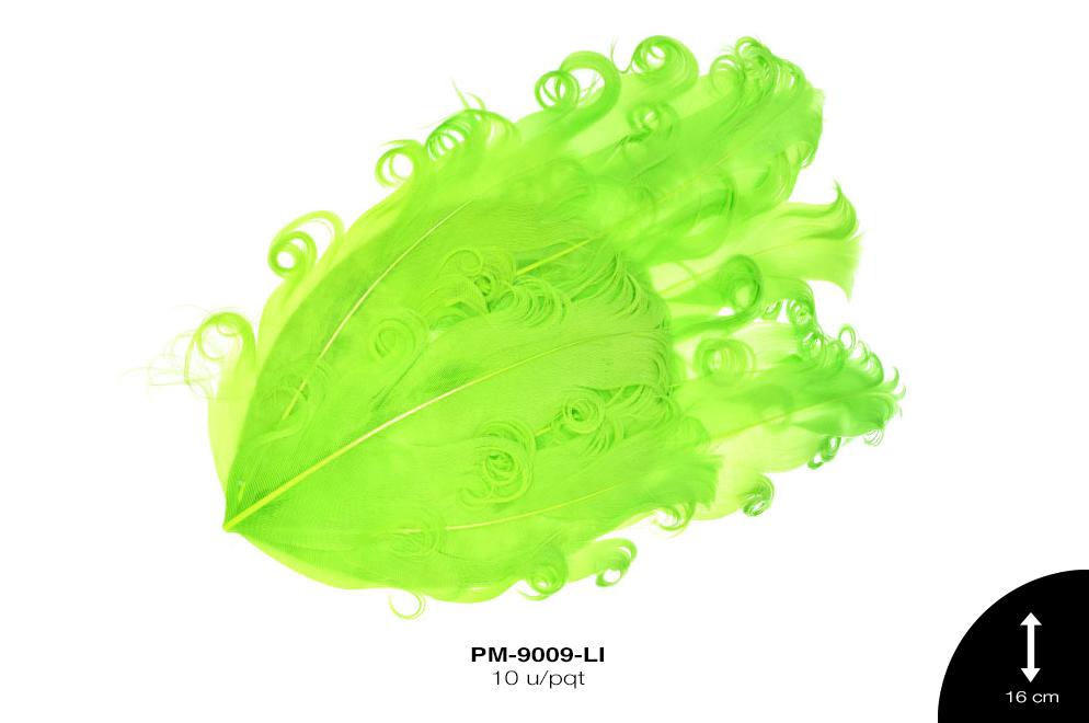 PLUMA PAVO RIZADA REF: 16cm LIMON 10 u/pqt