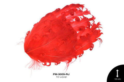 PLUMA PAVO RIZADA REF: 16cm ROJO 10 u/pqt