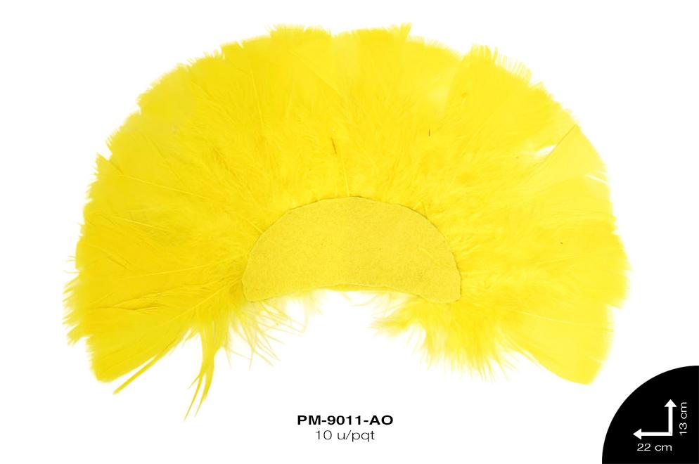 PLUMA PAVO ABANICO REF: 22X13cm AMARILLO 10 u/pqt