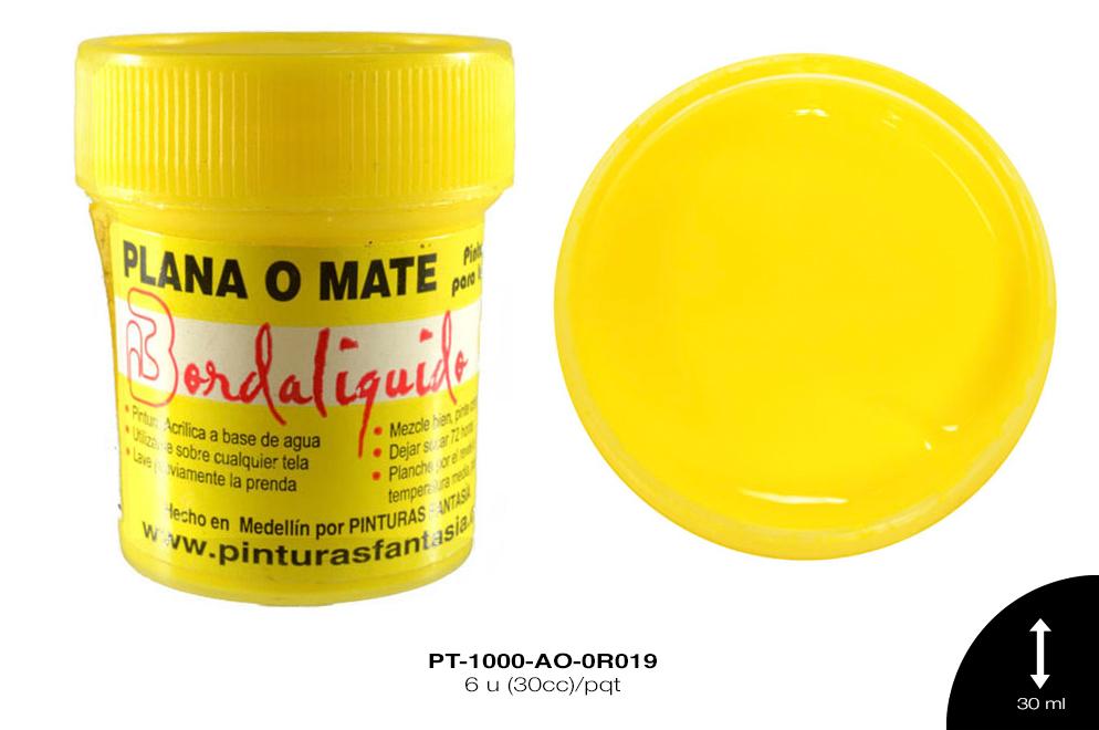 PINTURA PLANA O MATE AMARILLO SOL 6 u(30cc)/pqt