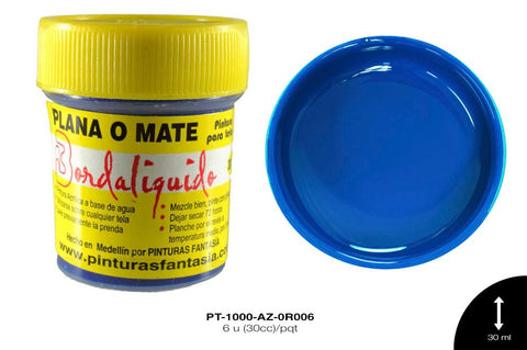 PINTURA PLANA O MATE AZUL PRIMARIO 6 u(30cc)/pqt